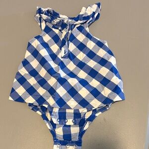 Carter's Blue and White Checkered One Piece Suit